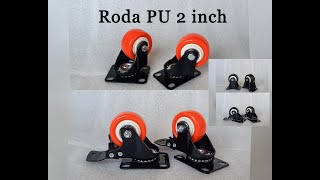 Roda 2 inch PU Mati ada Bearing caster Troli Troly Rubber karet 2 inch etalase