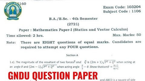 Gndu BA / Bsc 4th Semester Mathematics Question Paper | Ba / Bsc 4th Sem Mathematics Question Paper