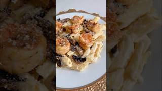 Pasta a la parmesano con champiñones y camarones receta corta #shorts