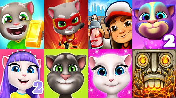 My Talking Tom 2 vs Subway Surf | Gold Run vs Hero Dash vs Talking Angela 2 vs Talking Angela