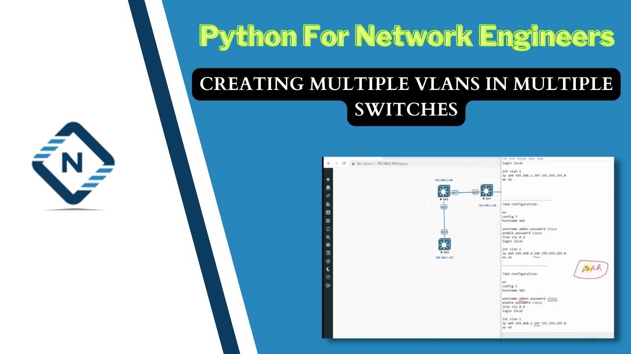 Python for Network Engineer | Creating Multiple Vlans in Multiple ...