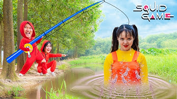 Thử Thách Câu Cá Trên Sông Thần Kỳ | Đại Chiến Trò Chơi Con Mực Squid Game | Dũng Chuối