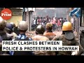 Clashes between police and protesters at Panchla Bazaar in Howrah, West Bengal