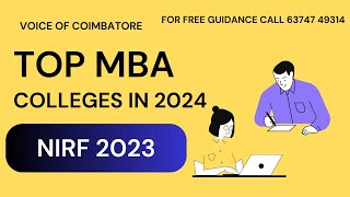 TOP MBA COLLEGES IN TAMILNADU NIRF 2023 #tancet2024 #mat2023 #nirfranking