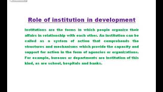 role of institutions in development | economics lecture