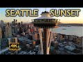 Flying Over Sunset Seattle [4K] Space Needle, Downtown, Waterfront