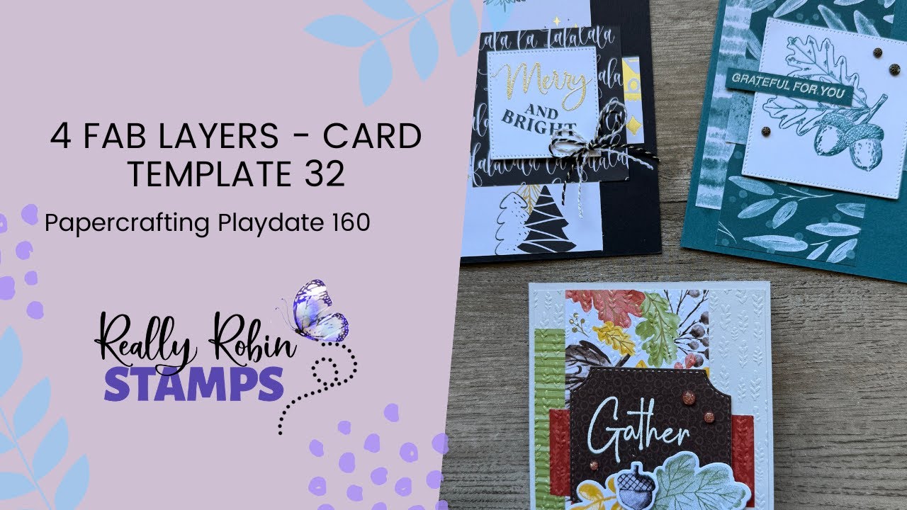 Шаблон открытки «Четыре потрясающих слоя» 32 | Papercrafting Playdate 160