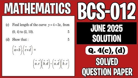 P10- 4(c), (d) | BCS 012 June 25 Solution | BCS012 Solved Question Paper | BCS12 Important Question