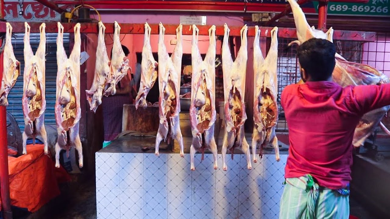 Fresh Goat Meat Market l Mutton Chopping By Butcher l Big Meat Market Dhaka YouTube