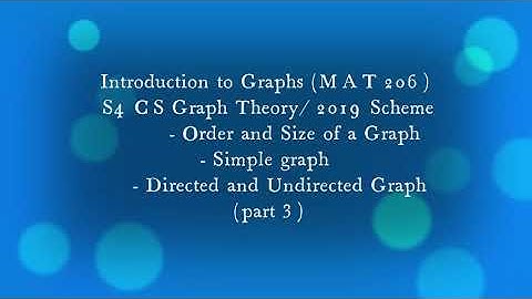 #MAT206#Order and Size of a Graph#Simple Graph#Directed and Undirected Graphs#module1 #S4CS#KTU