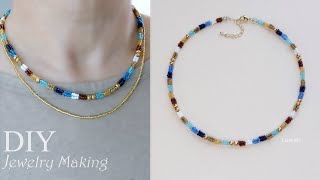 【DIY】Jewelry Making Idea *Necklace making with beads *Tutorialビーズアクセサリー｜ハンドメイドアクセサリー｜ビーズステッチ｜串珠教程