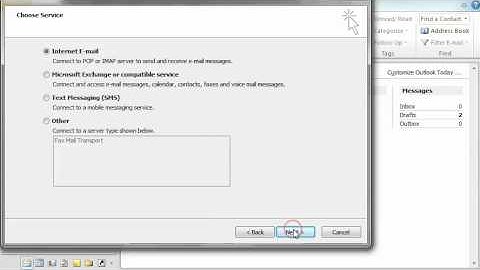Configuring an IMAP email account in Outlook 2010