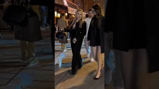 Beautiful Russian Girls Walking Street In Night Street View