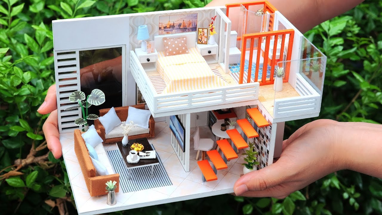 Diy Miniature Dollhouse Kit Simple Elegance With Furniture Light Youtube