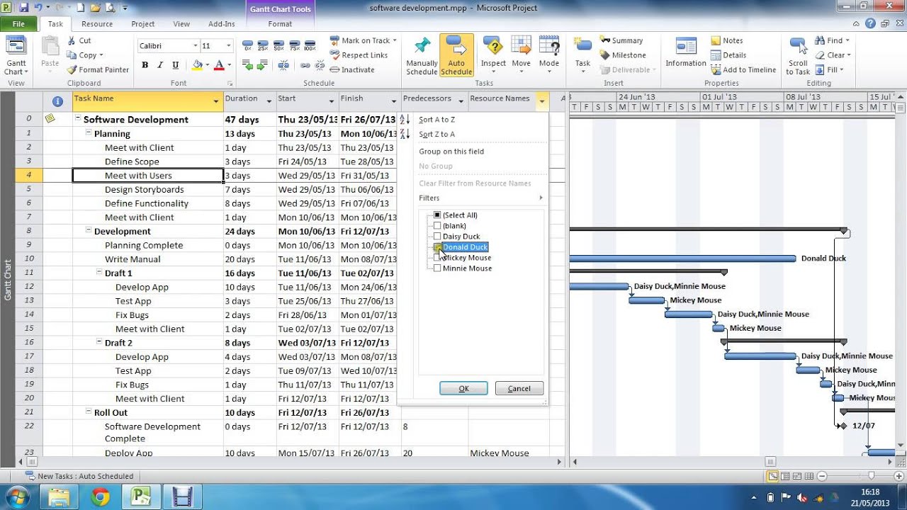 Hide Summary Tasks In Microsoft Project 2010 Youtube