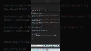Program Calculate Total and Average Marks Of 5 Subject in 60 second#average #java #coding #subscribe