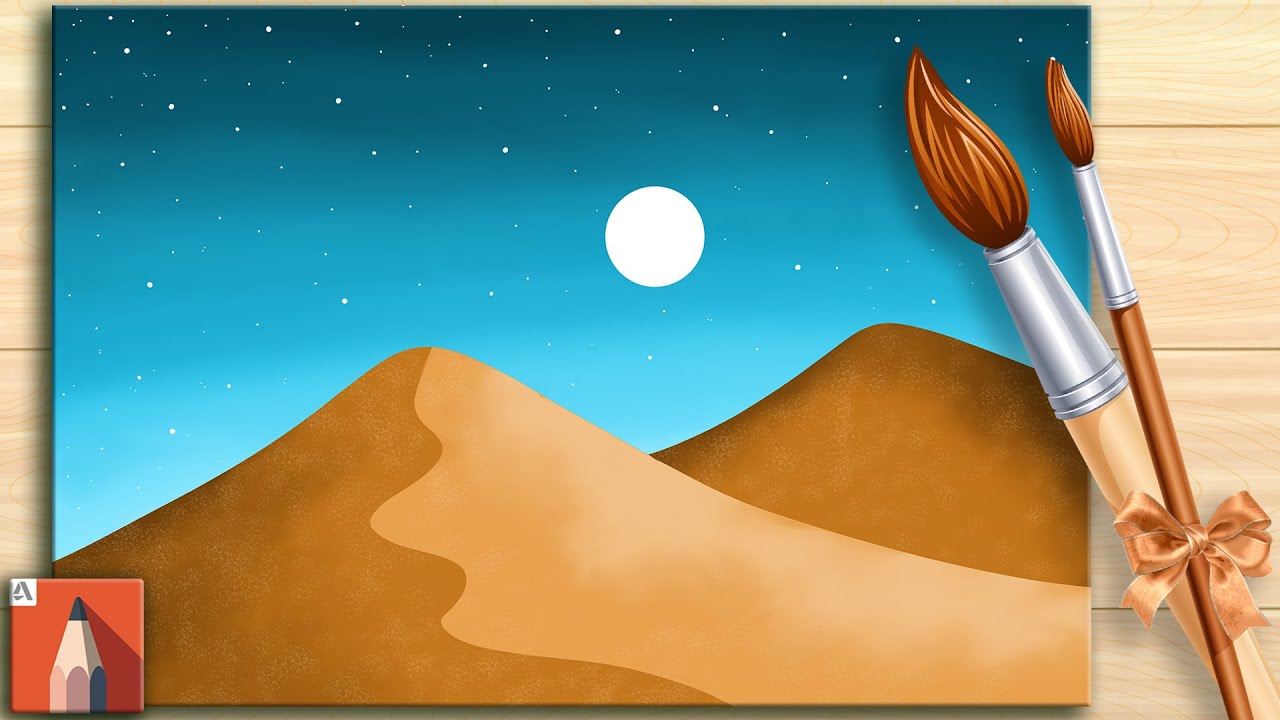 Desert - Simple and Easy digital drawing tutorial for beginners - Speed