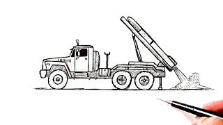 How to draw a Rocket launcher truck | Easy drawing