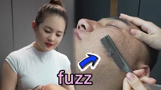 ASMR|Her hands moved like a majic.Easily helped the man shave his face clean of fuzz and dead skin！