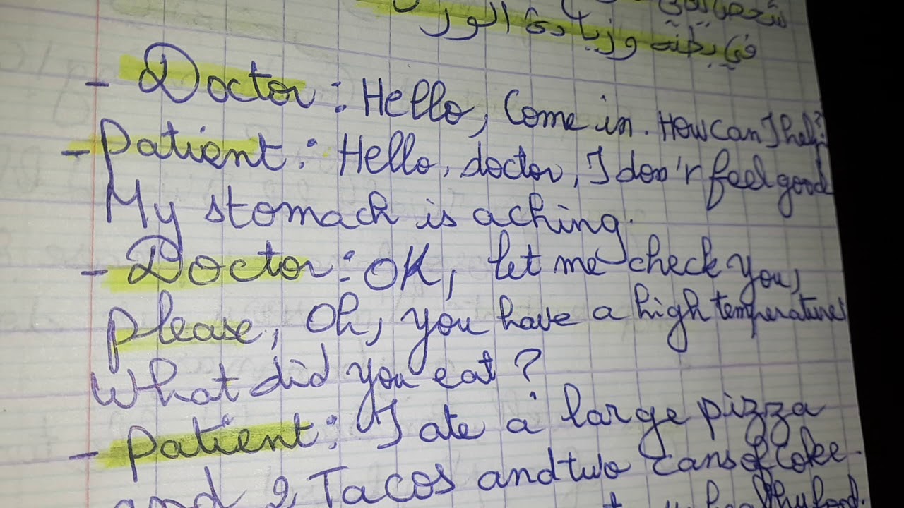 وضعية مقترحة للسنة الثانية متوسط الفصل الثاني At the doctor