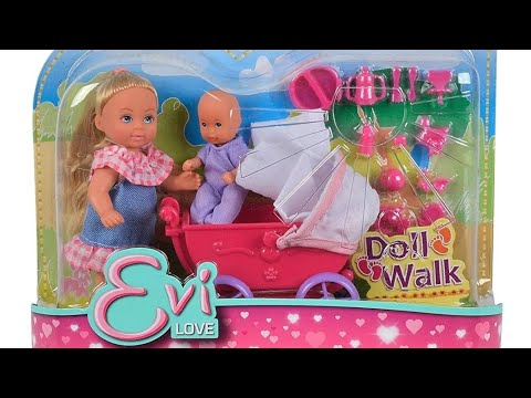 Unboxing simba evi love doll walk set.