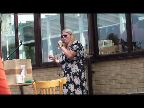 Cath singing cover songs at Riverside Meadows, Ripon, North Yorkshire. August 2022