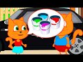 Cats Family in English - Rainbow Car Idea Cartoon for Kids