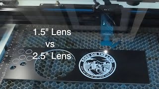 Lens Comparison 1.5" vs 2.5". 1/8" Rowmark Acrylic. Thunder Laser BOLT. Part 1 of 2. 028  4K