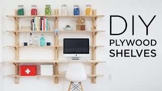 DIY Plywood Shelves Detailed info for this DIY Plywood shelving system and our smart home experiments is coming soon to HOmeMade-Modern.com