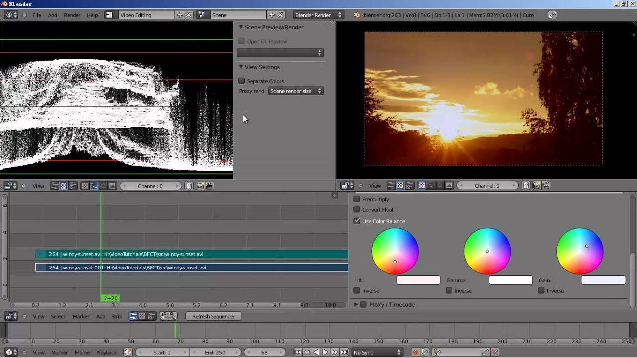 Color correction in Blender ( waveform & vectorscope monitor ) YouTube