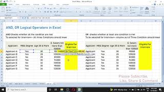 Learn how to use AND, OR Logical Formula in Excel