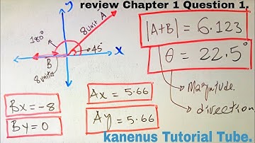 Vector ⃗ has magnitude of 8units and makes an angle of 450 with the positive x-axis.  Vector ⃗⃗ also