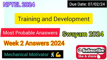 Training and Development | Week 2 Quiz | Assignment 2 Solution | NPTEL | SWAYAM 2024