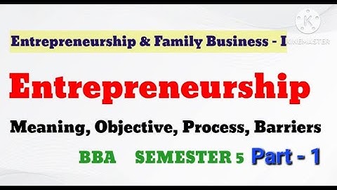 Entrepreneurship and Family Business - I | Unit - 1|  Part - 1| BBA Semester 5 | Lucknow University