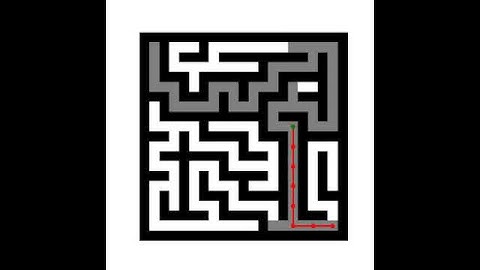 10x10 DFS maze solved with A Star Euclidean