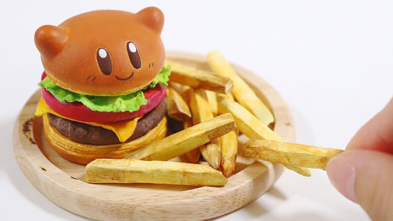 【 粘土 】カービィなハンバーガー作ってみた〜How to make a Kirby hamburger with Polymer clay〜【Clay Art】
