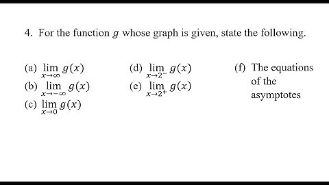 4. For the function g whose graph is given, state the following.  (a) lim(x→∞)⁡g(x) (b) lim(x→-∞)⁡