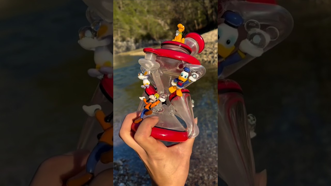 Mickey Goofy Donald Daisy Pluto Handmade Heady Glass Recycler Collab Fan Art