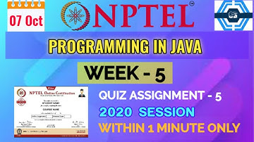 Programming in Java - NPTEL || WEEK 5 QUIZ ASSIGNMENT SOLUTION ||