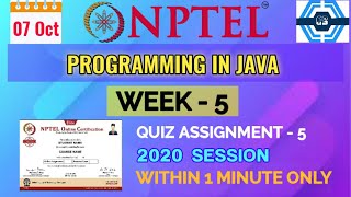Programming in Java - NPTEL || WEEK 5 QUIZ ASSIGNMENT SOLUTION ||