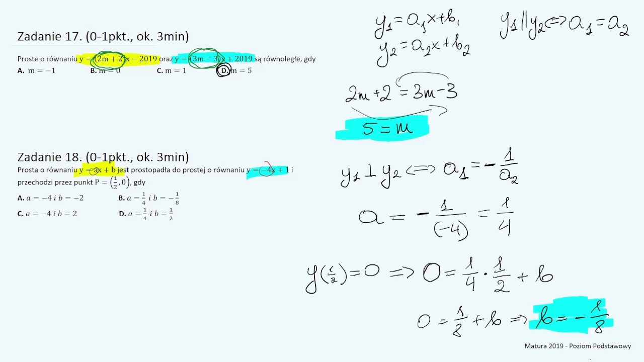 Matura Próbna 2019 Matematyka Podstawowa Zadania 15-18 - Zamknięte | Matura Matematyka Podstawowa 2019