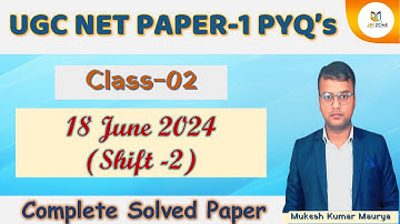 PYQ UGC NET PAPER 1 | 18 June 2024 Shift 2  | By JRF Zone