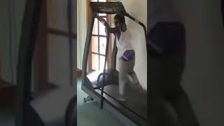 Kid Loses Pants On The Treadmill! #shorts