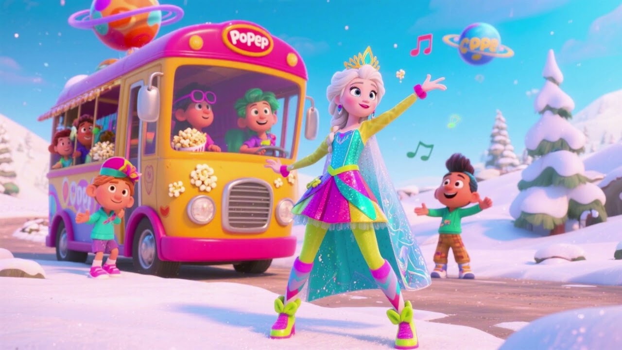 Эльза и автобус с попкорном 🍿🪐🚌 — Волшебная космическая песня-приключение с закуской для детей!