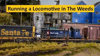 Running an HO Scale CF7 Switcher in The Weeds on Out of Service Track | Boomer Diorama @boomerdiorama