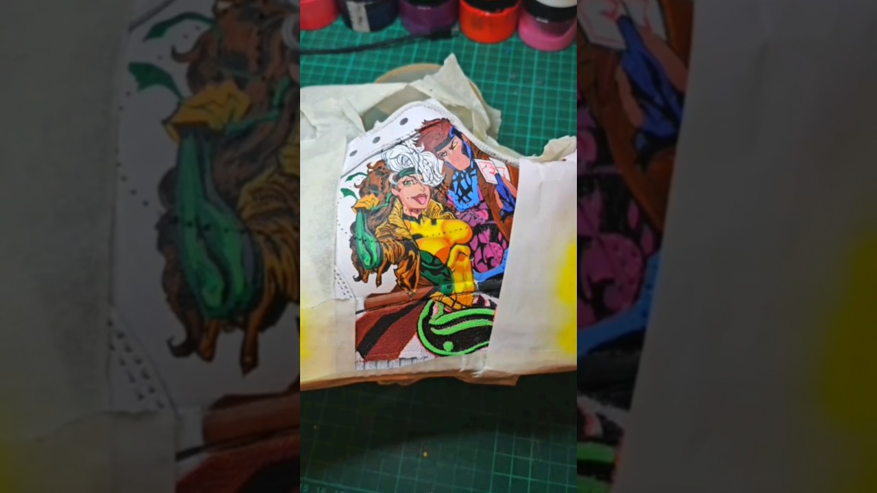 Gambit & Rouge Custom AF1s  Handpainted + Airbrushed  X-Men sneakers