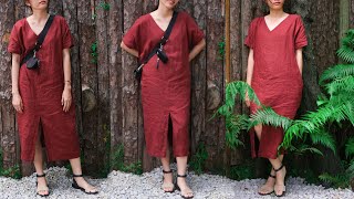 DIY Boxy Linen Dress | Loose Linen Dress | How To Make A Dress