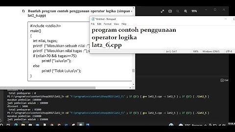 program penggunaan operator logika c++ | algorithma | visual studio code