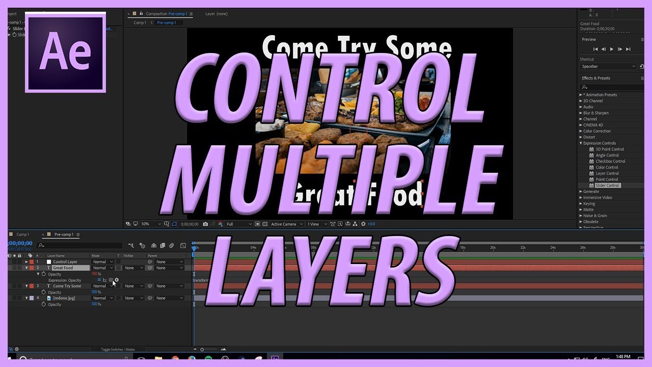 How To Control Multiple Layers In Adobe After Effects Cc 2018