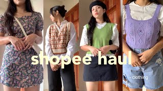 SHOPEE HAUL - knitted vest, oversized shirt, dress  |  korean clothing style 🌸💜| Philippines